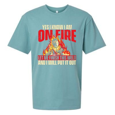 Yes I Know I Am On Fire Welder Welding Weld Iron Worker Sueded Cloud Jersey T-Shirt