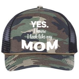 Yes I Know I Look Like My Mom Funny Daughter My Mom Print Retro Rope Trucker Hat Cap