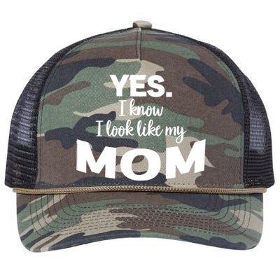 Yes I Know I Look Like My Mom Funny Daughter My Mom Print Retro Rope Trucker Hat Cap