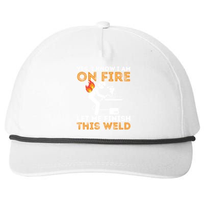 Yes I Know I Am On Fire Metal Worker Welder & Welding Snapback Five-Panel Rope Hat