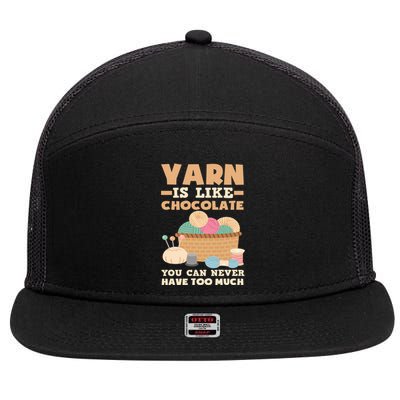 Yarn Is Like Chocolate You Can Never Have Too Much Meaningful Gift Knitter Gift 7 Panel Mesh Trucker Snapback Hat