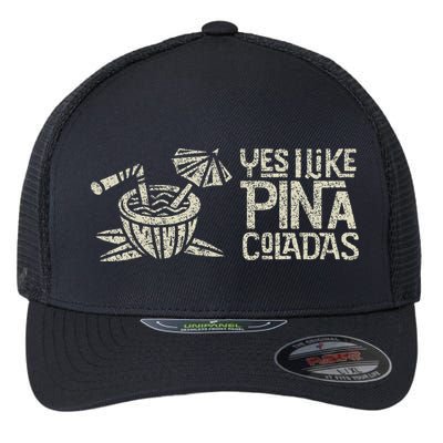 Yes I Like Piña Coladas Retro Tiki Cocktail Design Flexfit Unipanel Trucker Cap