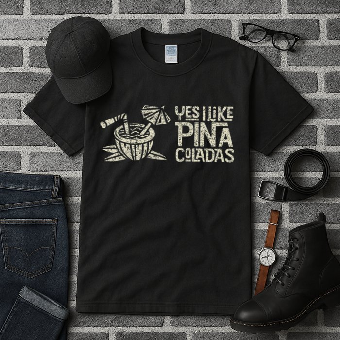 Yes I Like Piña Coladas Retro Tiki Cocktail Design Tall T-Shirt