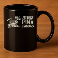Yes I Like Piña Coladas Retro Tiki Cocktail Design 11oz C Handle Ceramic Mug