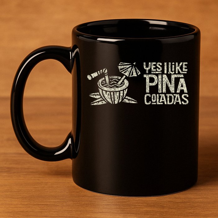 Yes I Like Piña Coladas Retro Tiki Cocktail Design 11oz C Handle Ceramic Mug