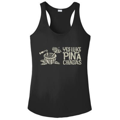 Yes I Like Piña Coladas Retro Tiki Cocktail Design Ladies PosiCharge Competitor Racerback Tank