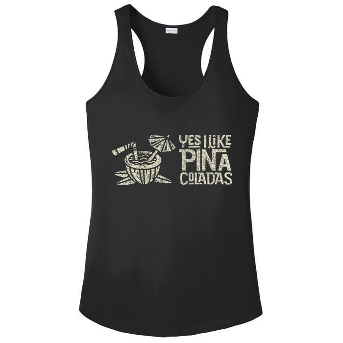 Yes I Like Piña Coladas Retro Tiki Cocktail Design Ladies PosiCharge Competitor Racerback Tank