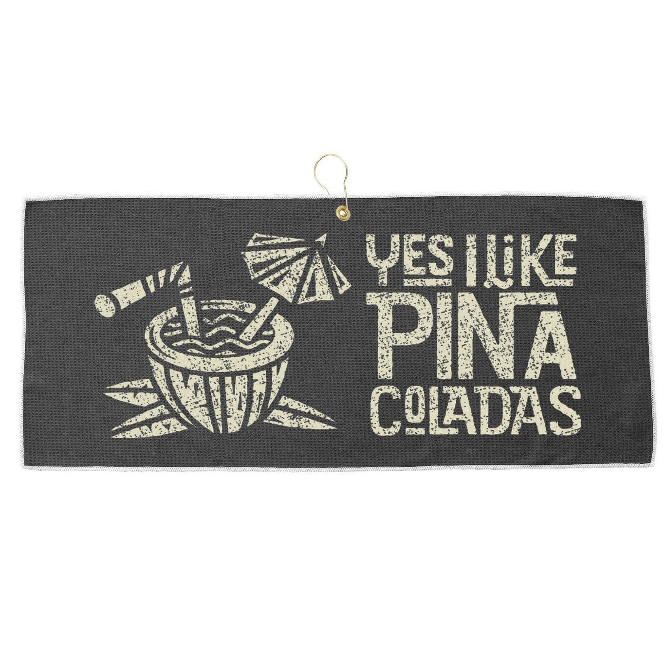 Yes I Like Piña Coladas Retro Tiki Cocktail Design Large Microfiber Waffle Golf Towel