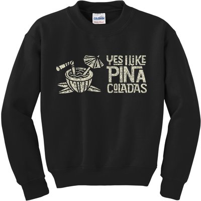 Yes I Like Piña Coladas Retro Tiki Cocktail Design Kids Sweatshirt