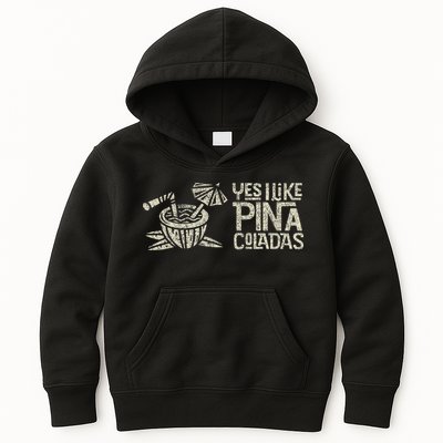 Yes I Like Piña Coladas Retro Tiki Cocktail Design Kids Hoodie