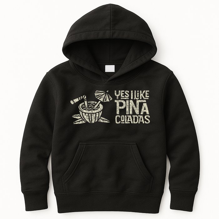 Yes I Like Piña Coladas Retro Tiki Cocktail Design Kids Hoodie