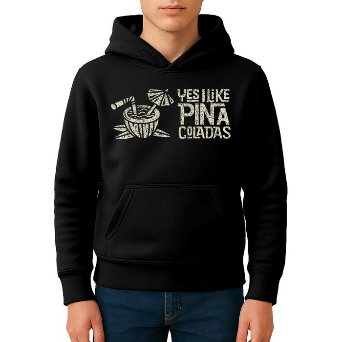 Yes I Like Piña Coladas Retro Tiki Cocktail Design Kids Hoodie