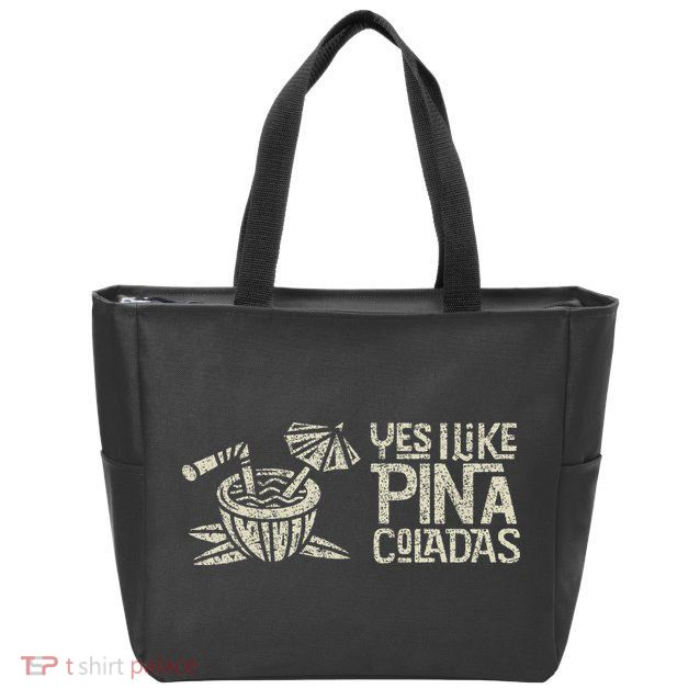 Yes I Like Piña Coladas Retro Tiki Cocktail Design Zip Tote Bag