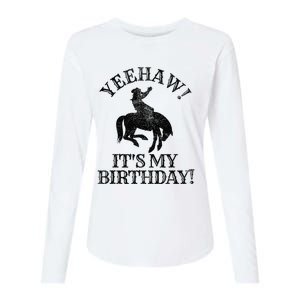 Yeehaw Its My Birthday Cowboy Western Rodeo Party Womens Cotton Relaxed Long Sleeve T-Shirt