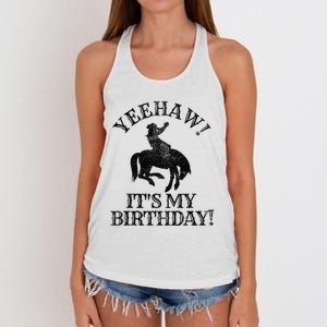 Yeehaw Its My Birthday Cowboy Western Rodeo Party Women's Knotted Racerback Tank