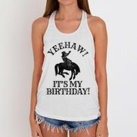 Yeehaw Its My Birthday Cowboy Western Rodeo Party Women's Knotted Racerback Tank