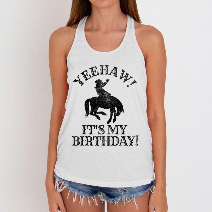 Yeehaw Its My Birthday Cowboy Western Rodeo Party Women's Knotted Racerback Tank