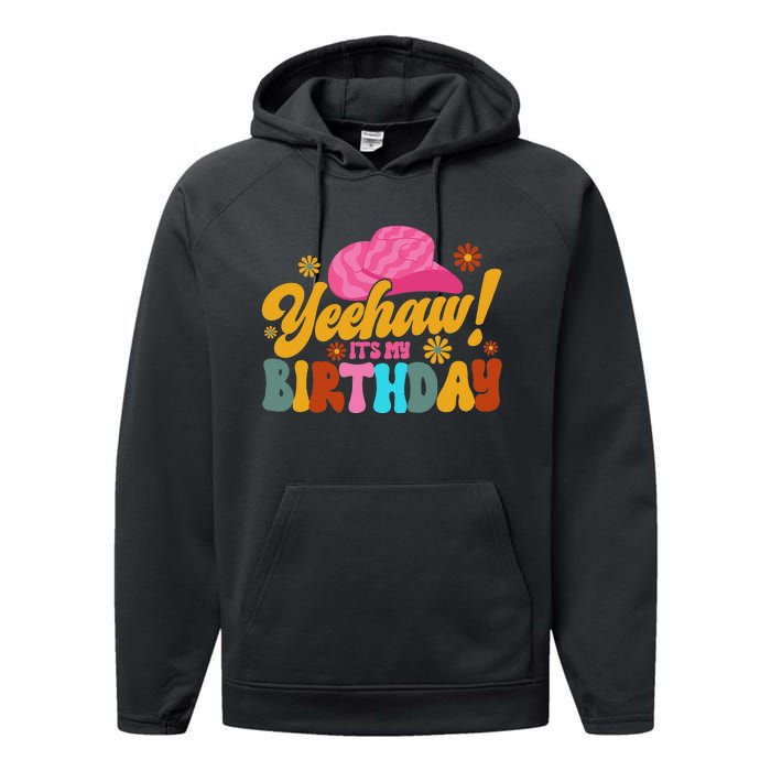 Yeehaw! It's My Birthday Horse Bronc Riding Rodeo Cow Performance Fleece Hoodie