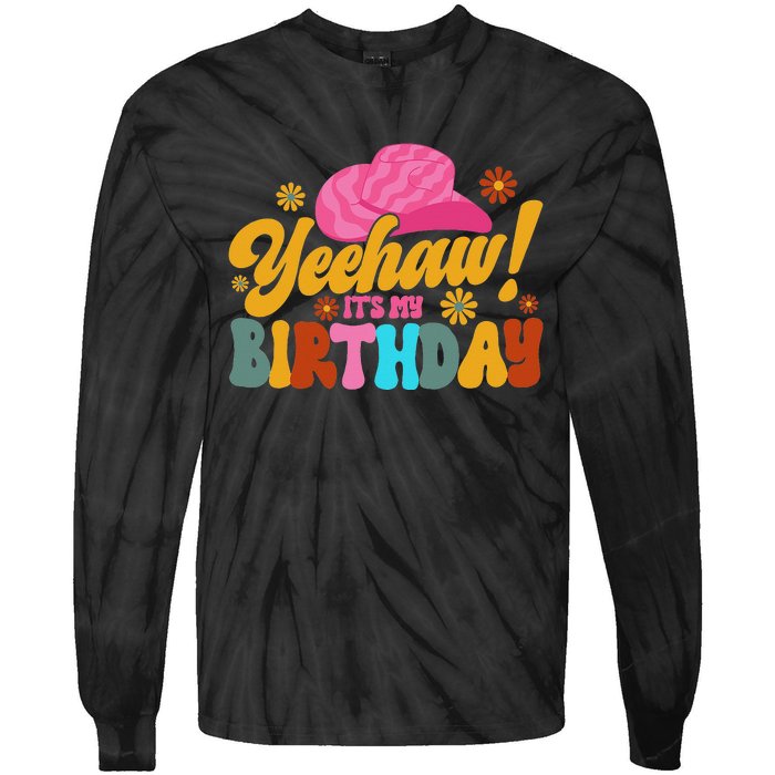 Yeehaw! It's My Birthday Horse Bronc Riding Rodeo Cow Tie-Dye Long Sleeve Shirt