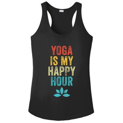 Yoga Is My Happy Hour Meme Vintage Funny Yoga Saying Ladies PosiCharge Competitor Racerback Tank