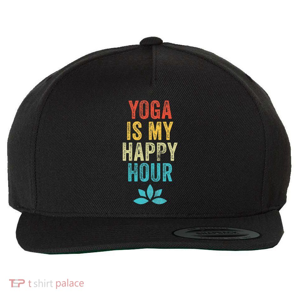 Yoga Is My Happy Hour Meme Vintage Funny Yoga Saying Wool Snapback Cap