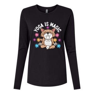 Yoga Is Magic Cat Design For Yoga Practitioners Funny Gift Womens Cotton Relaxed Long Sleeve T-Shirt