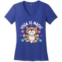 Yoga Is Magic Cat Design For Yoga Practitioners Funny Gift Women's V-Neck T-Shirt