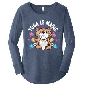 Yoga Is Magic Cat Design For Yoga Practitioners Funny Gift Women's Perfect Tri Tunic Long Sleeve Shirt