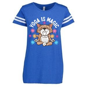 Yoga Is Magic Cat Design For Yoga Practitioners Funny Gift Enza Ladies Jersey Football T-Shirt