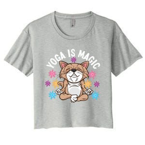 Yoga Is Magic Cat Design For Yoga Practitioners Funny Gift Women's Crop Top Tee