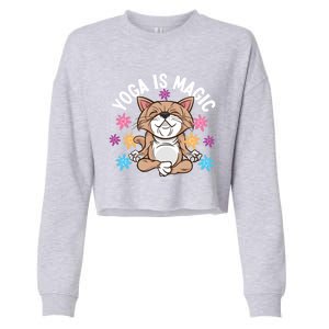 Yoga Is Magic Cat Design For Yoga Practitioners Funny Gift Cropped Pullover Crew