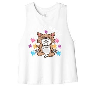 Yoga Is Magic Cat Design For Yoga Practitioners Funny Gift Women's Racerback Cropped Tank