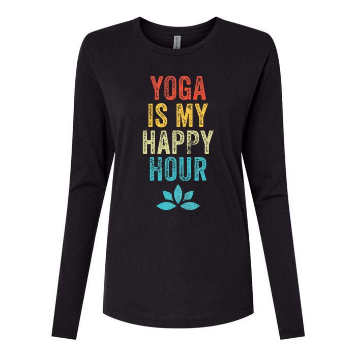 Yoga Is My Happy Hour Meme Vintage Funny Yoga Saying Womens Cotton Relaxed Long Sleeve T-Shirt