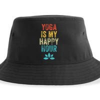 Yoga Is My Happy Hour Meme Vintage Funny Yoga Saying Sustainable Bucket Hat