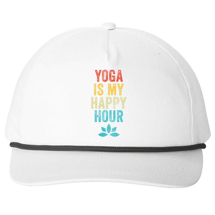 Yoga Is My Happy Hour Meme Vintage Funny Yoga Saying Snapback Five-Panel Rope Hat