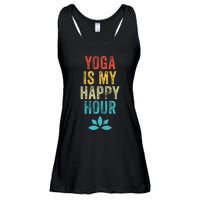 Yoga Is My Happy Hour Meme Vintage Funny Yoga Saying Ladies Essential Flowy Tank