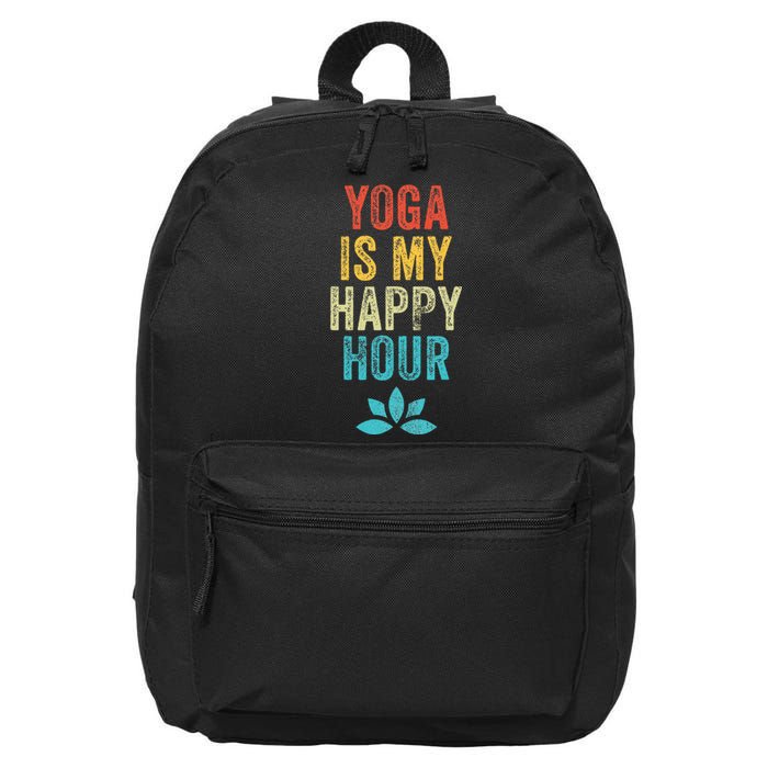 Yoga Is My Happy Hour Meme Vintage Funny Yoga Saying 16 in Basic Backpack