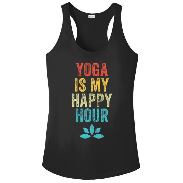 Yoga Is My Happy Hour Meme Vintage Funny Yoga Saying Ladies PosiCharge Competitor Racerback Tank