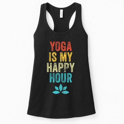 Yoga Is My Happy Hour Meme Vintage Funny Yoga Saying Womens Tank Top