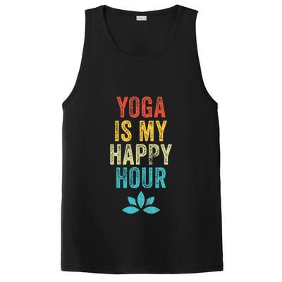 Yoga Is My Happy Hour Meme Vintage Funny Yoga Saying PosiCharge Competitor Tank