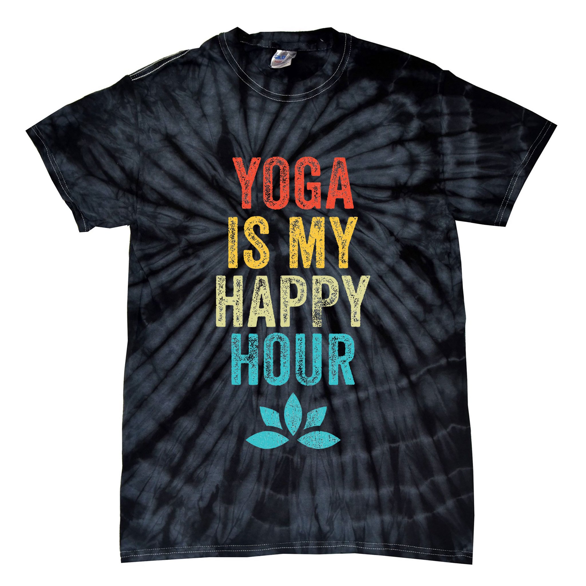 Yoga Is My Happy Hour Meme Vintage Funny Yoga Saying Tie-Dye T-Shirt