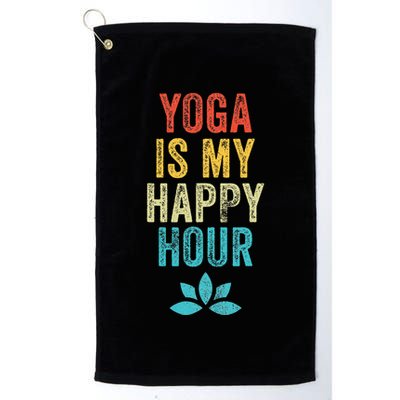 Yoga Is My Happy Hour Meme Vintage Funny Yoga Saying Golf Towel