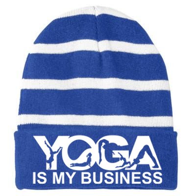 Yoga Is My Business Yoga Instructor Yoga Teacher Funny Gift Striped Beanie with Solid Band