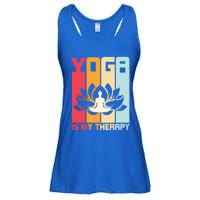 Yoga Is My Therapy Retro Vintage Yoga Zen Meditation Namaste Gift Ladies Essential Flowy Tank