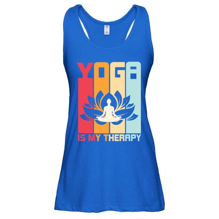 Yoga Is My Therapy Retro Vintage Yoga Zen Meditation Namaste Gift Ladies Essential Flowy Tank