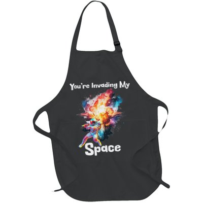 You're Invading My Space Astronaut Galaxy Personal Space Full-Length Apron With Pockets
