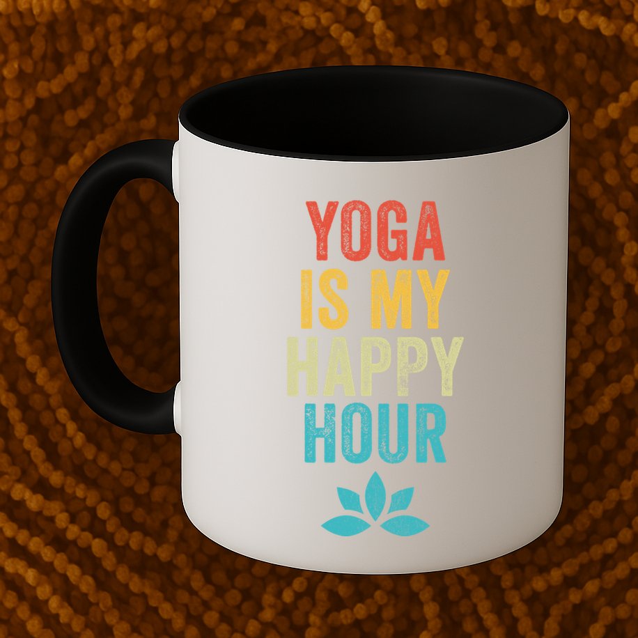 Yoga Is My Happy Hour Meme Vintage Funny Yoga Saying Gift Mug