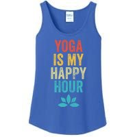 Yoga Is My Happy Hour Meme Vintage Funny Yoga Saying Gift Ladies Essential Tank