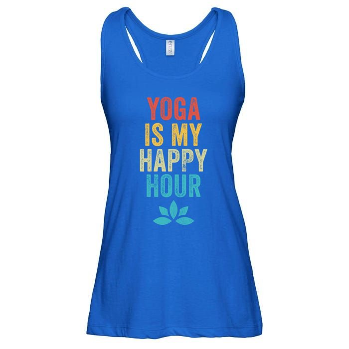 Yoga Is My Happy Hour Meme Vintage Funny Yoga Saying Gift Ladies Essential Flowy Tank