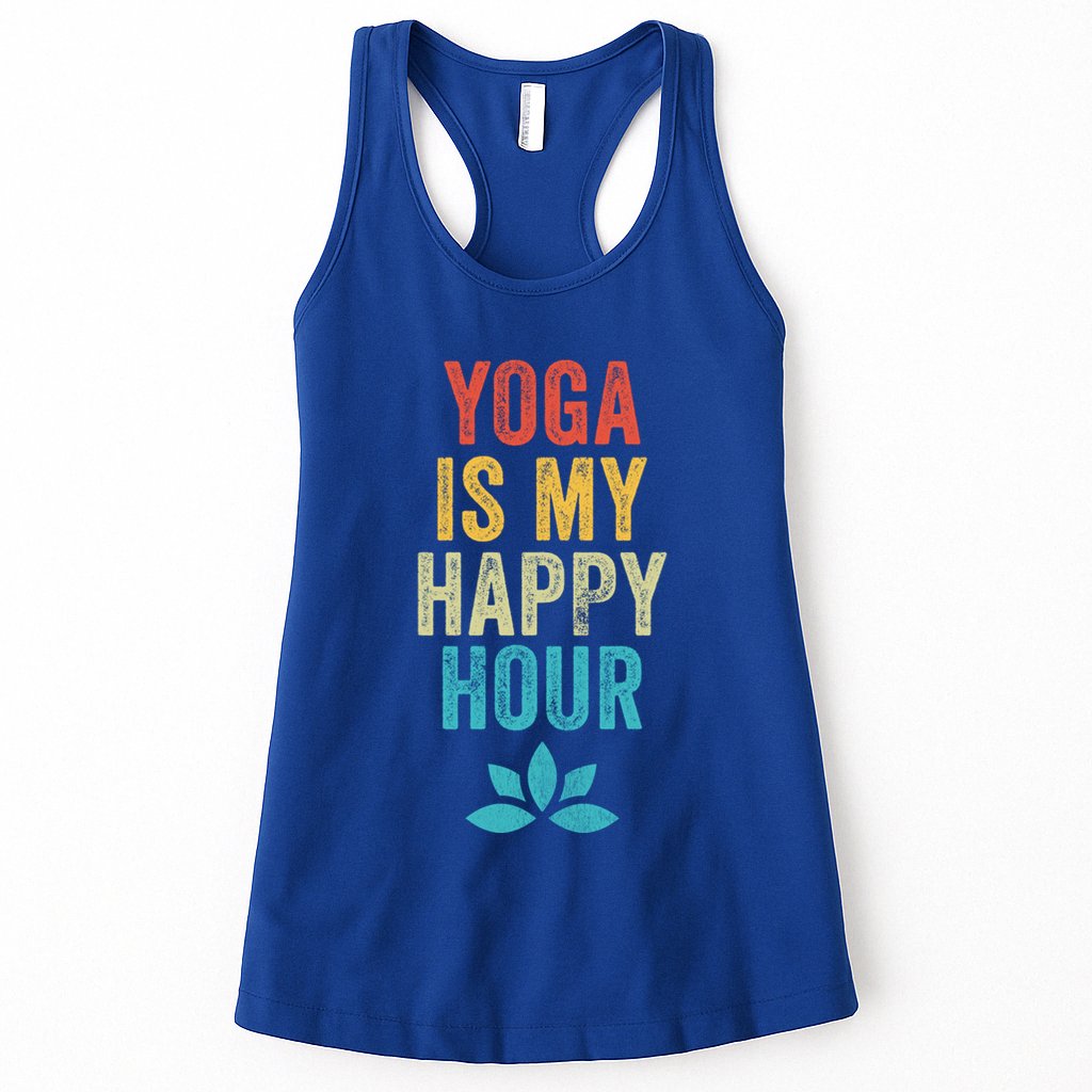 Yoga Is My Happy Hour Meme Vintage Funny Yoga Saying Gift Womens Tank Top